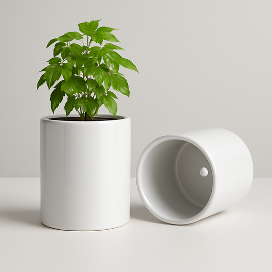 White Ceramic Sublimation Plant Pots